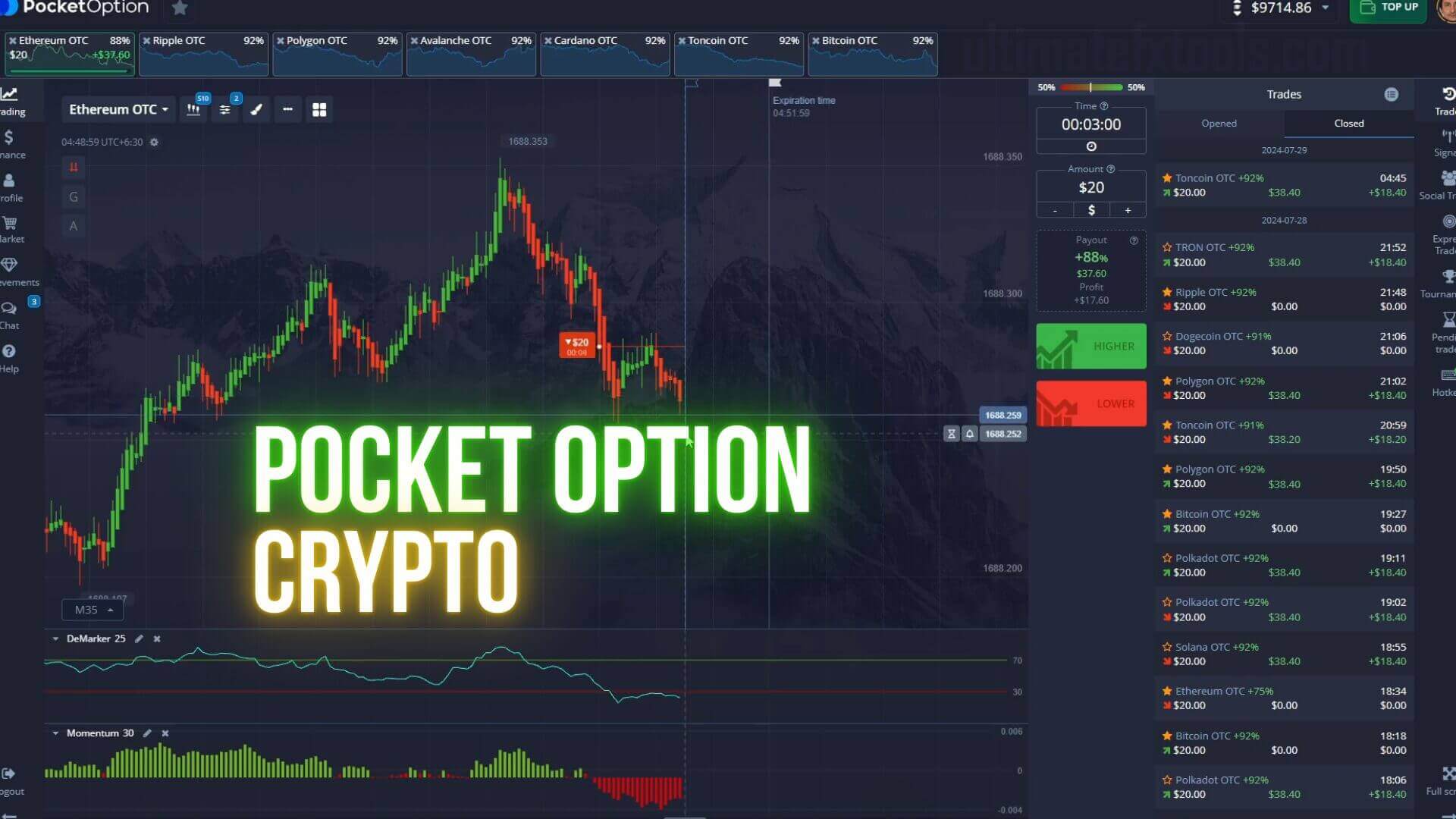 Momentum and Demarker - Crypto Trading Strategies