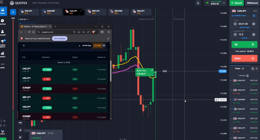 Quotex Winning Signals on Live Trading Account