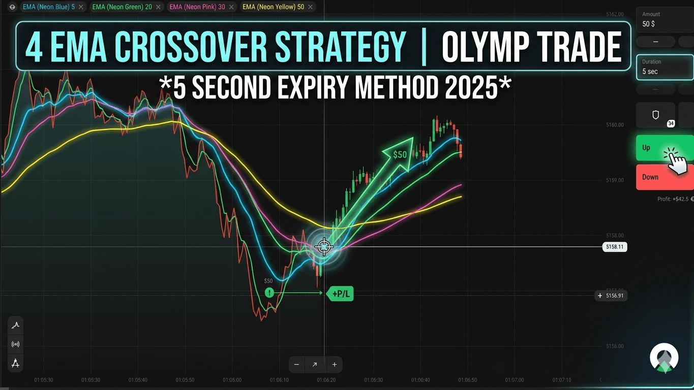 4 EMA Crossover Strategy Olymp Trade 5 Second Expiry Method 2026