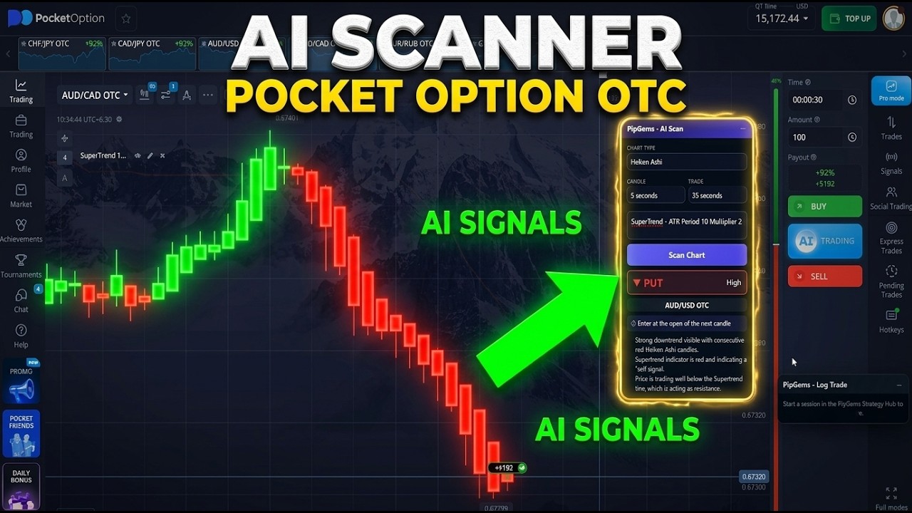 PipGems AI Signal Scanner full setup on Pocket Option OTC step by step tutorial 2026