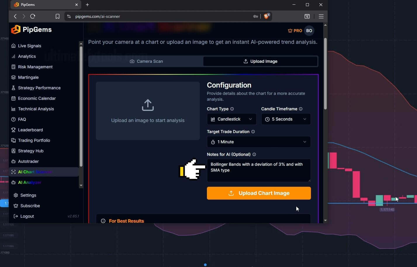 Pipgems AI Chart Scanner on Expert Option