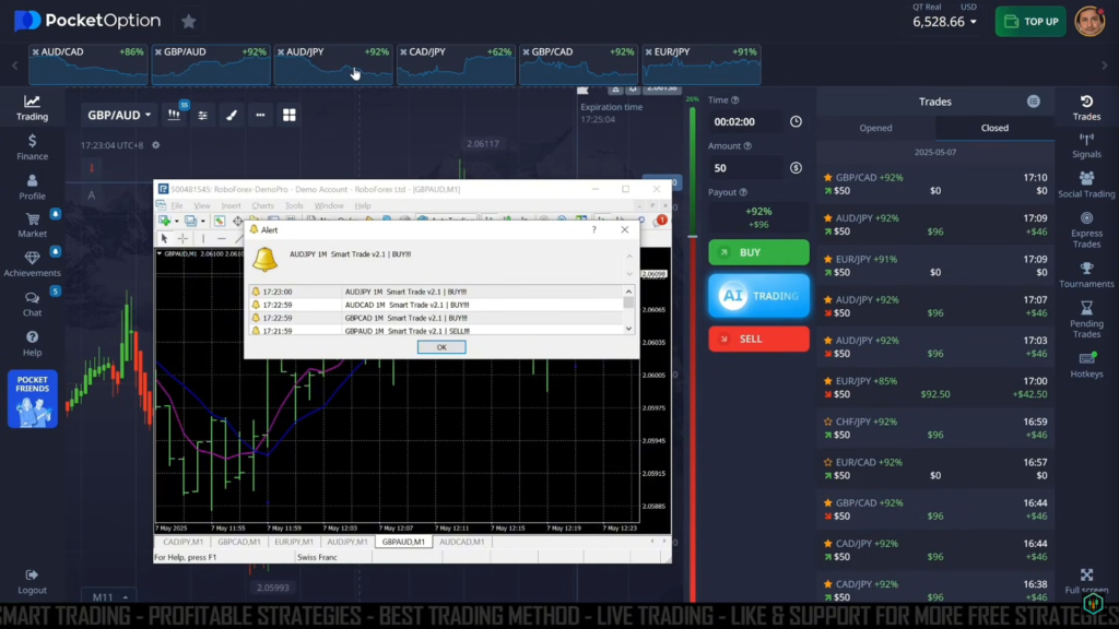 2 Minute Pocket Option Trading with Smart Trade V2.1 Indicator